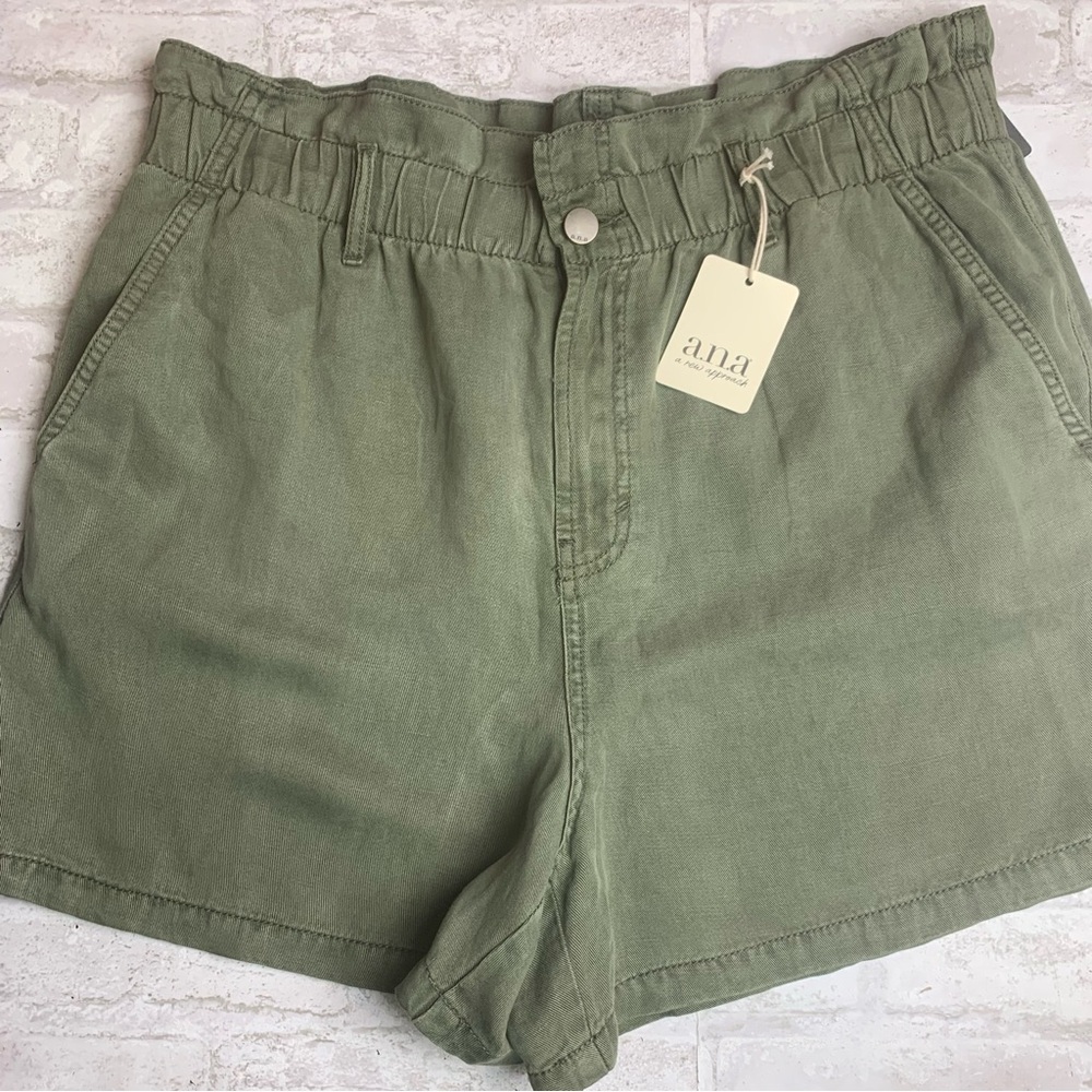 A.N.A Army Green Paperbag Shorts Tencle Softness NEW NWT 14😍